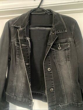 New York & Company Black Washed Denim Jacket